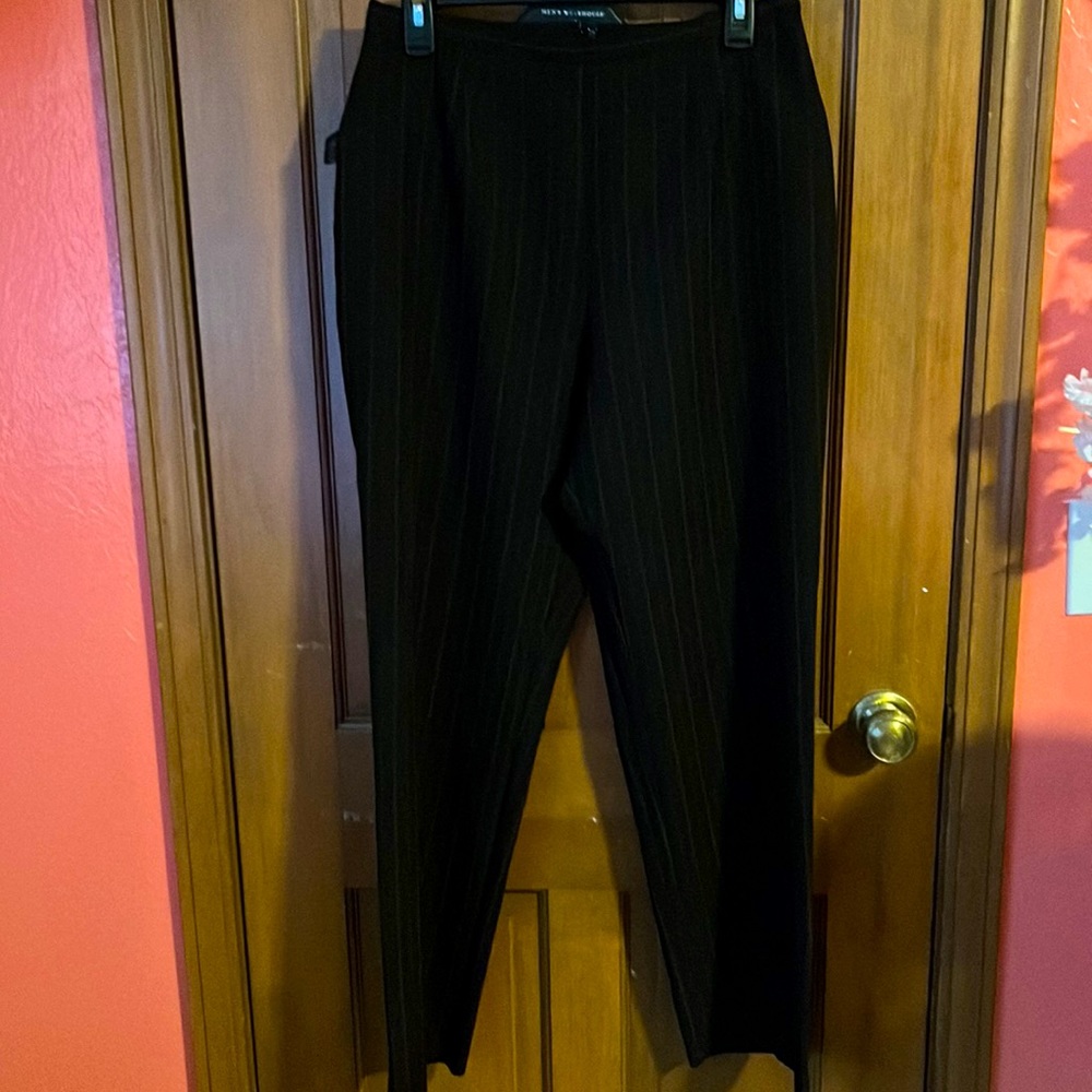 Black red pin striped slacks